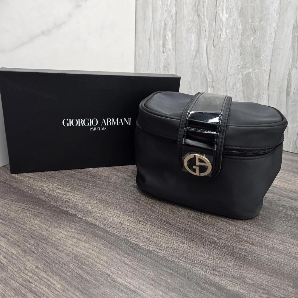 Giorgio Armani Parfums Black Train Soft Shell Cosmetic Bag 7"Lx5"Dx6"H New In...